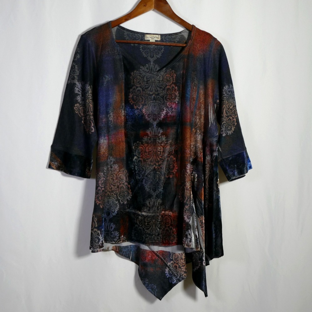 Live Let Live Fairy Grunge Whimsigoth Mixed Media Velvet Top Size 1X Boho Artsy